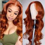 #350 Orange Ginger  13x4  Transparent Frontal Lace Wig Body Wave
