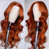 #350 Orange Ginger  13x4  Transparent Frontal Lace Wig Body Wave