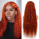 #350 Orange Ginger  13x4  Transparent Frontal Lace Wig Deep Wave