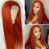 #350 Orange Ginger  13x4  Transparent Frontal Lace Wig Straight