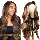 #4/27  Highlight Honey Blonde 13x4  Transparent Frontal Lace Wig Body Wave