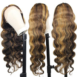 #4/27  Highlight Honey Blonde 13x4  Transparent Frontal Lace Wig Body Wave
