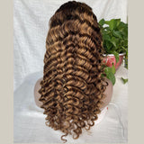#4/27  Highlight Honey Blonde 13x4  Transparent Frontal Lace Wig Deep Wave