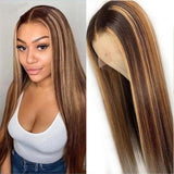 #4/27  Highlight Honey Blonde 13x4  Transparent Frontal Lace Wig Straight