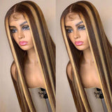 #4/27  Highlight Honey Blonde 13x4  Transparent Frontal Lace Wig Straight