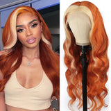 Blond Front/Orange Back 613/#350 Highlight  13x4  Transparent Frontal Lace Wig Body Wave