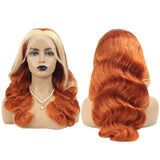 Blond Front/Orange Back 613/#350 Highlight  13x4  Transparent Frontal Lace Wig Body Wave