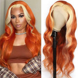 Blond Front/Orange Back 613/#350 Highlight  13x4  Transparent Frontal Lace Wig Body Wave