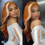 Blond Front/Orange Back 613/#350 Highlight  13x4  Transparent Frontal Lace Wig Body Wave