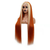 Blond Front/Orange Back 613/#350 Highlight  13x4  Transparent Frontal Lace Wig Straight