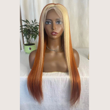 Blond Front/Orange Back 613/#350 Highlight  13x4  Transparent Frontal Lace Wig Straight